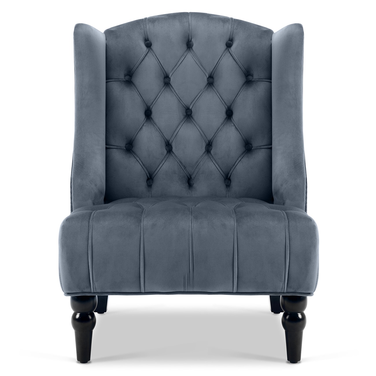 Wingback Accent Chair Tall High back Living Room Tufted Nailhead - Gray